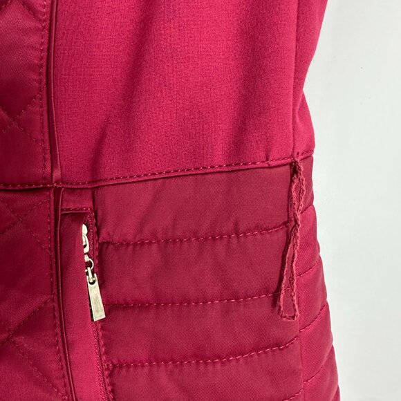 White House Black Market Quilted Puffer Vest S Zip Up Diamond Red - Picture 7 of 7